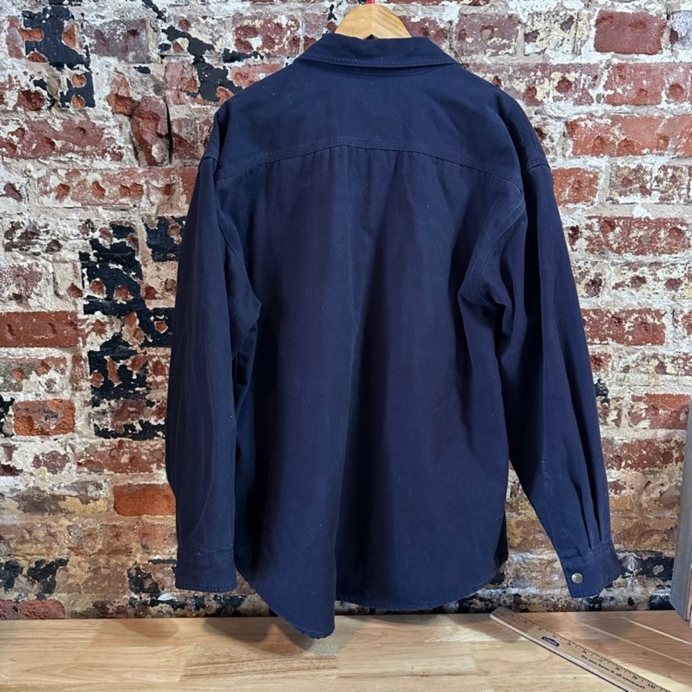 Carhartt S96 MDT Mens Midnight Blue Canvas Shirt Jacket Large Flannel Lined Snap - Picture 6 of 11